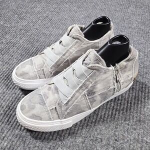 Blowfish Malibu Shoes Womens Size 7.5 Gray Camo Slip On Canvas Sneakers Zipper
